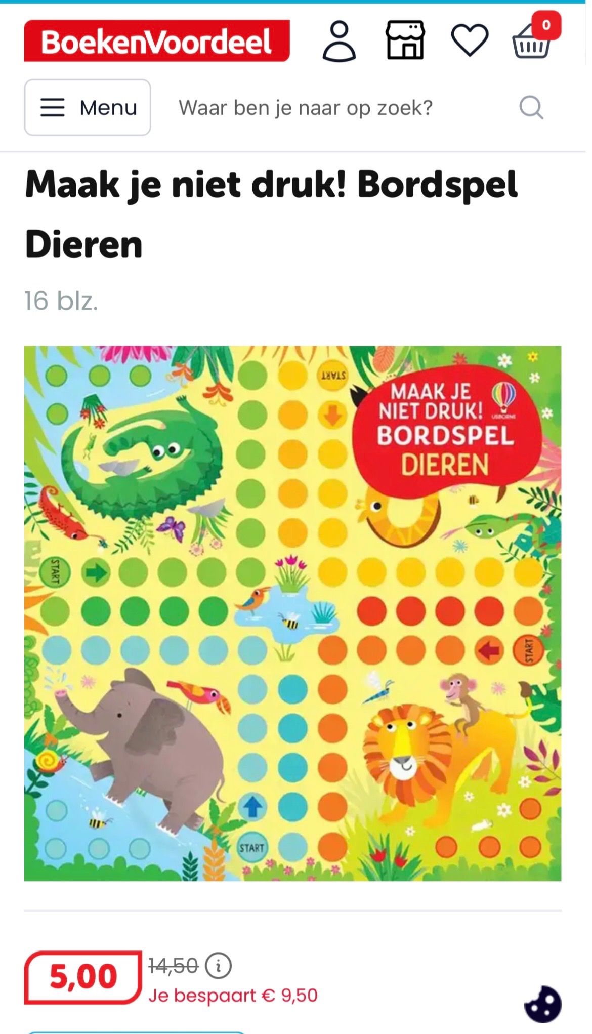 Maak je niet druk bordspel dieren voor 5,00€ bij Boekenvoordeel