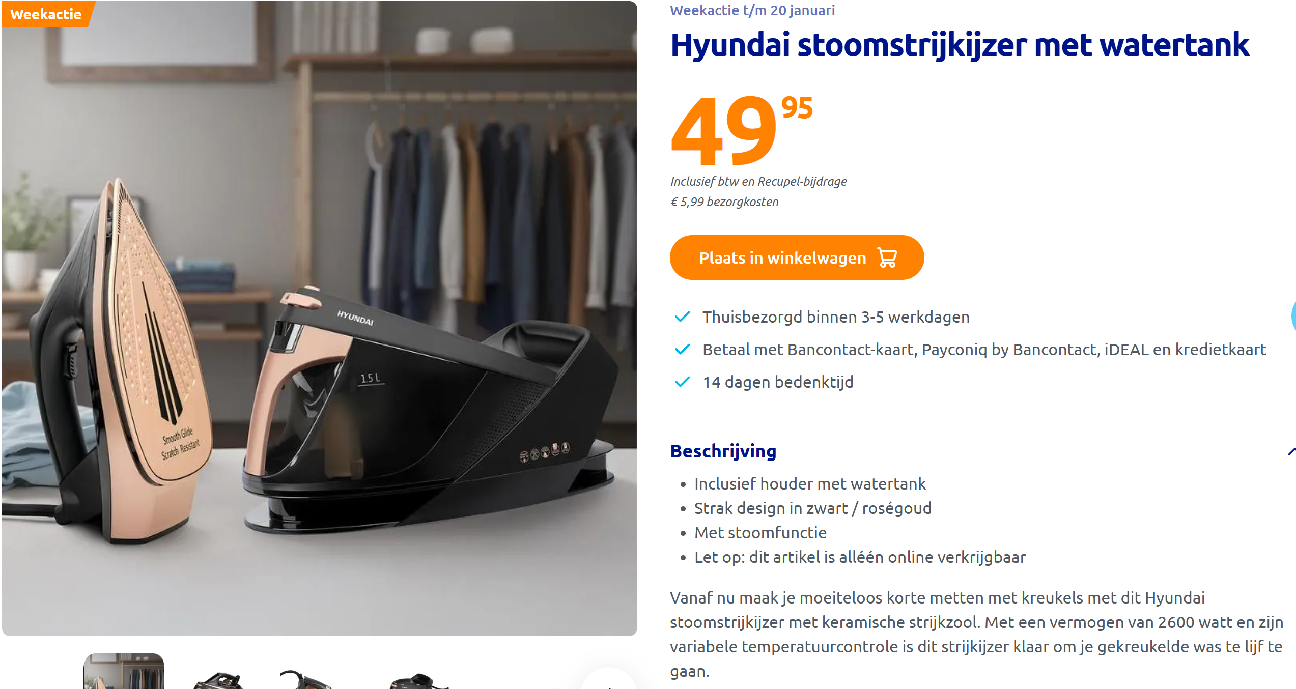 Hyundai stoomstrijkijzer met watertank zotte deal bij Action