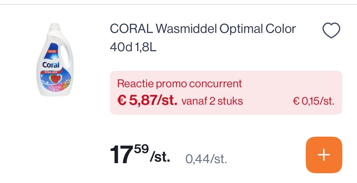 Coral wasmidddel optimal color 40 d voor slechts 0,15/d