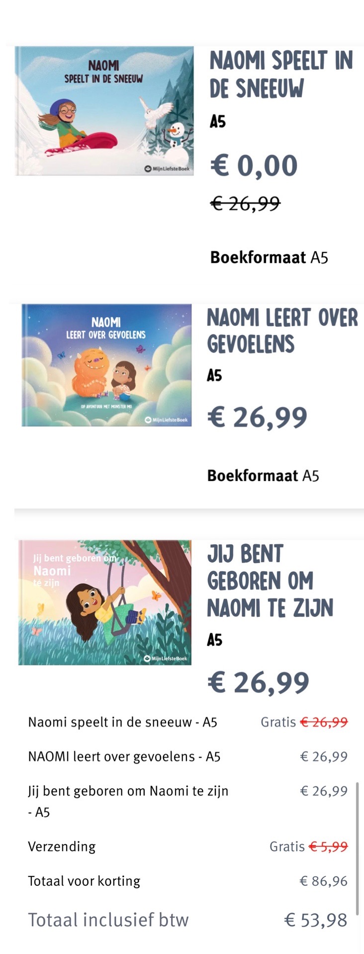 Gepersonaliseerde kinderboeken 2 + 1 gratis
