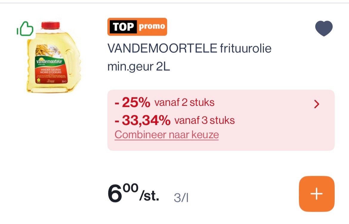 Vandemoortele frituurolie minder geuren goedkoper