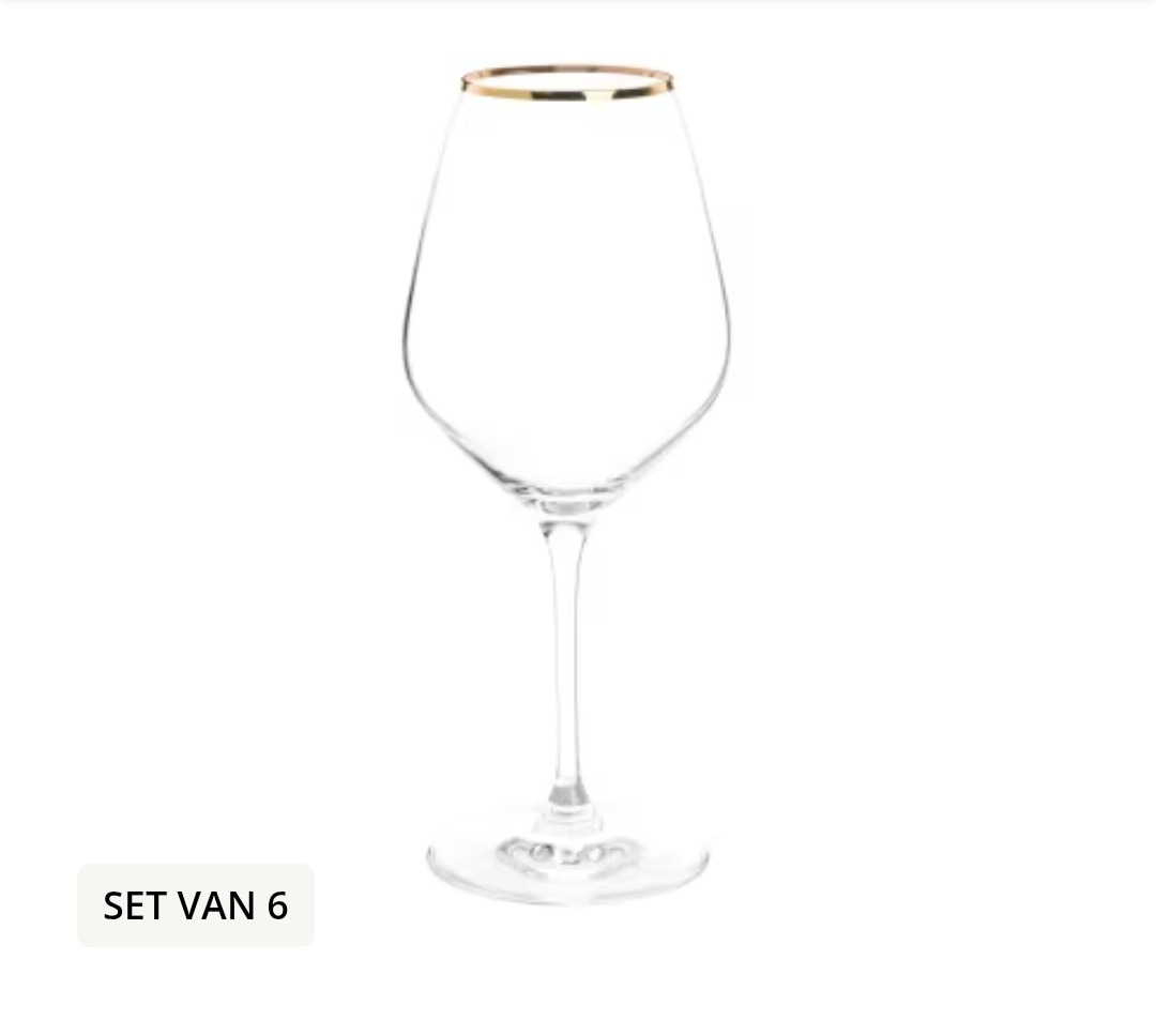 Favourit - Set van 6 - Helder en goudkleurige glazen