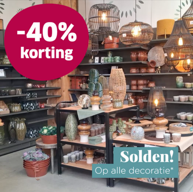 Tot -40% op decoratie bij tuincenter Claes