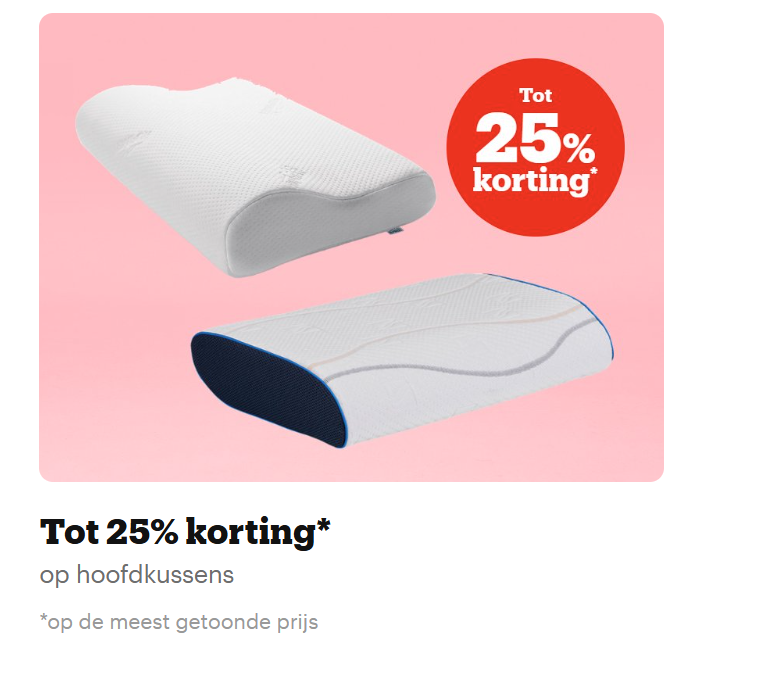 Tot 25% korting op hoofdkussens van TEMPUR, M Line & Auping