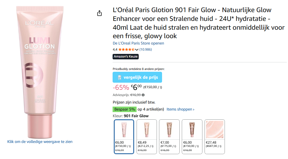 Verschillende L'Oréal Paris producten met minstens 50% korting