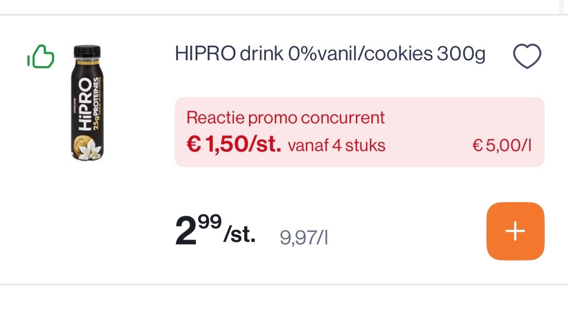 Hipro drink proteïne 2+2 gratis (-50%)
