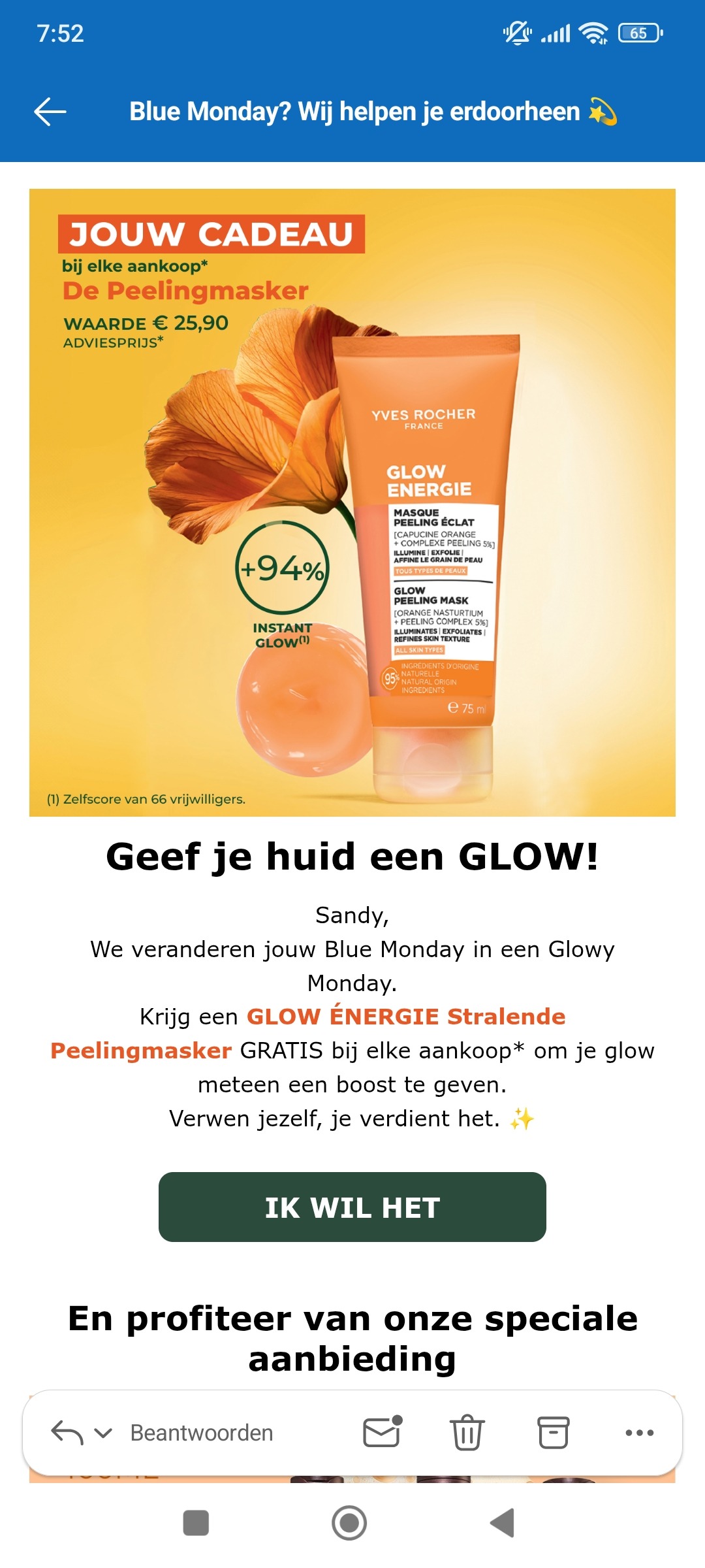 Gratis peeling masker bij Yves Rocher