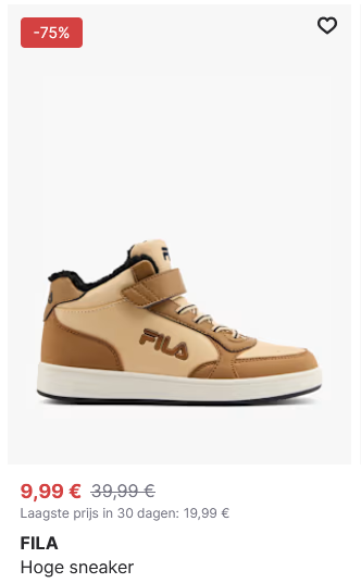 75% korting op schoenen en kleding