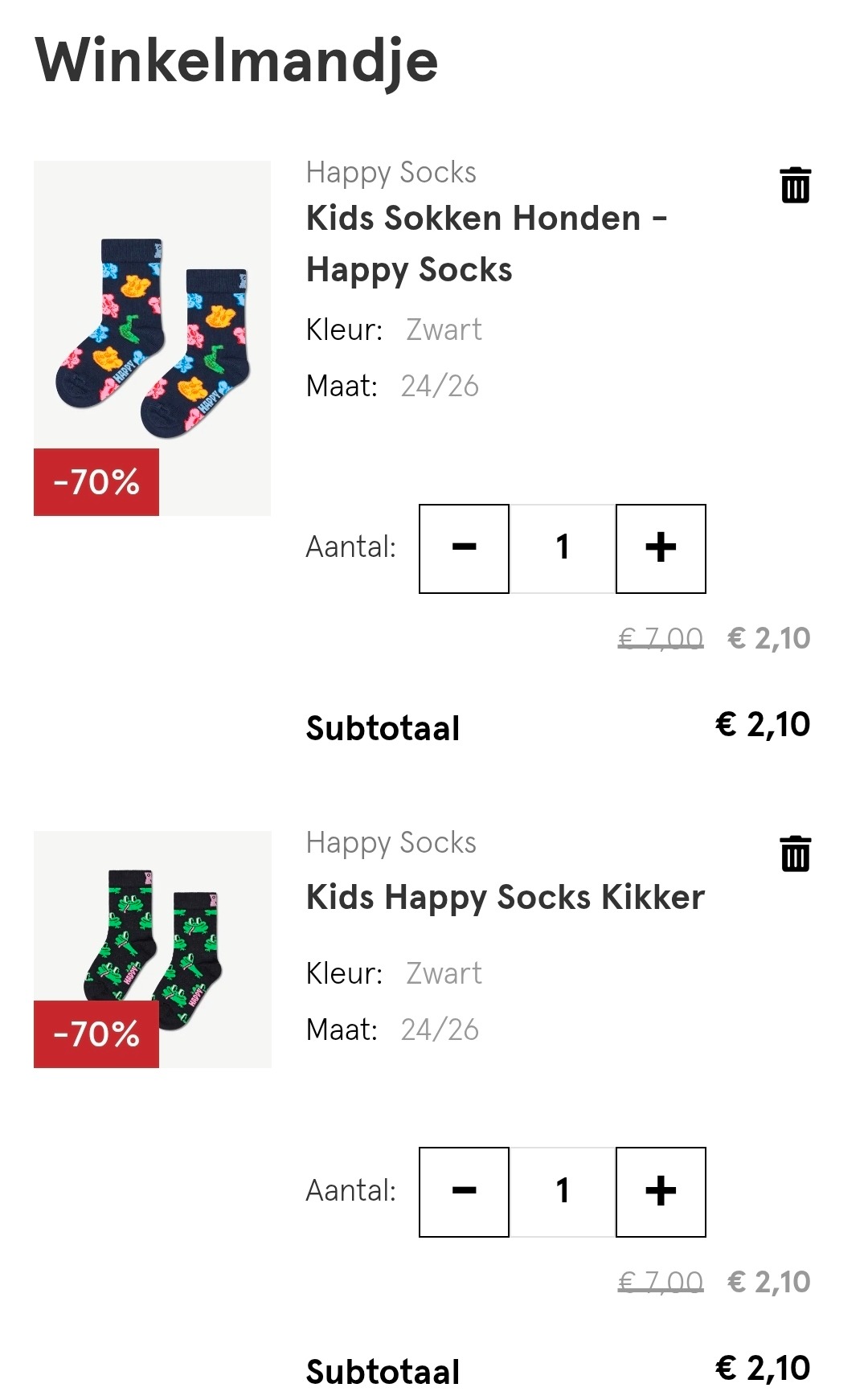 Happy Socks voor kids -70% + alle ronde prijzen 1+1