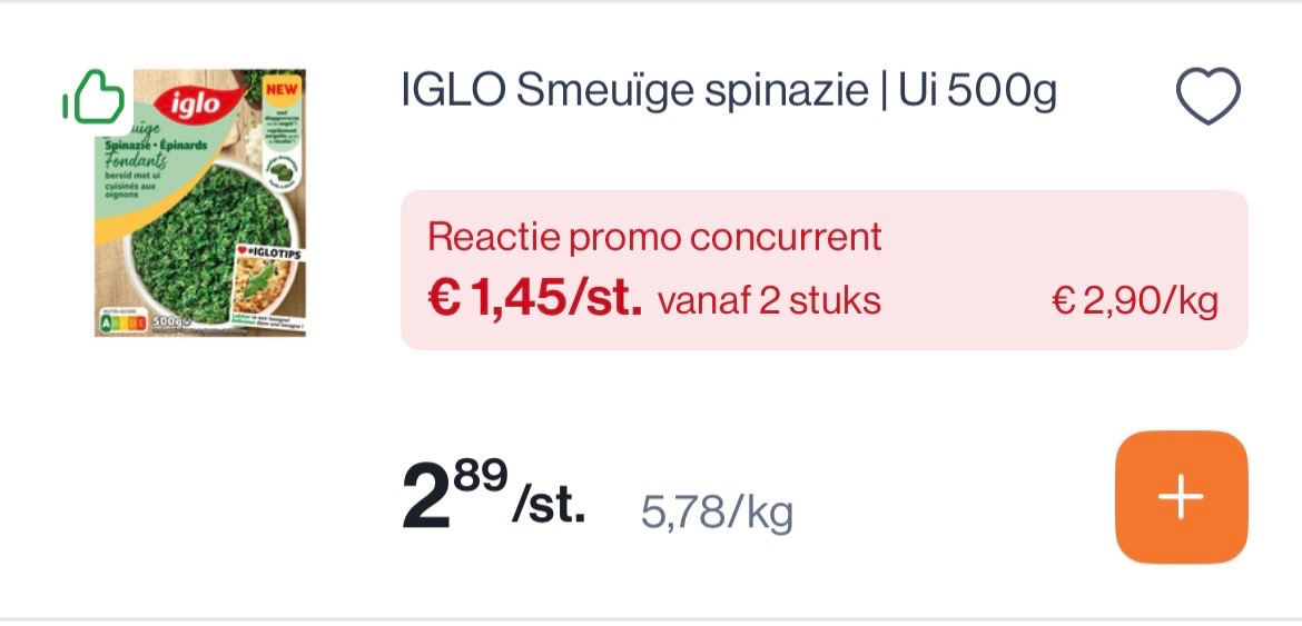 Iglo spinazie diepvries -50%