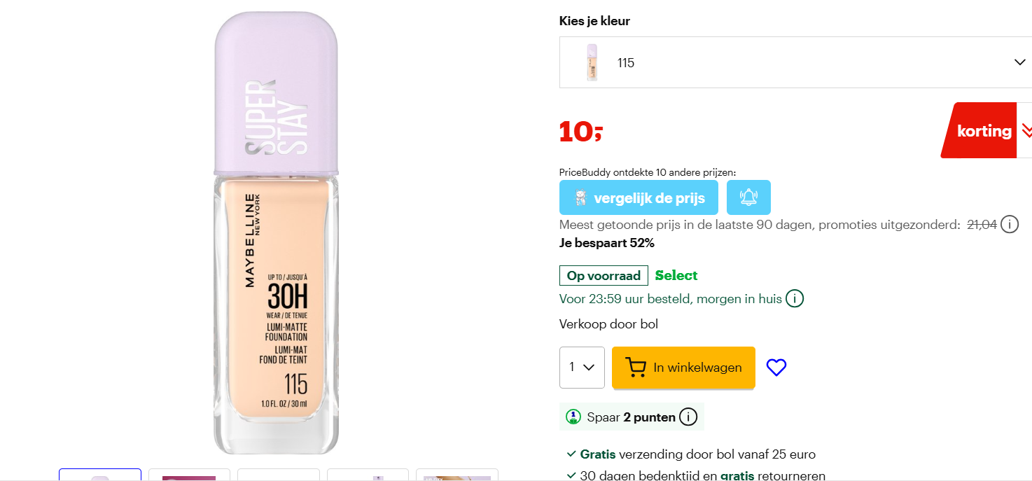 Maybelline Foundation voor 10€ verschillende tinten