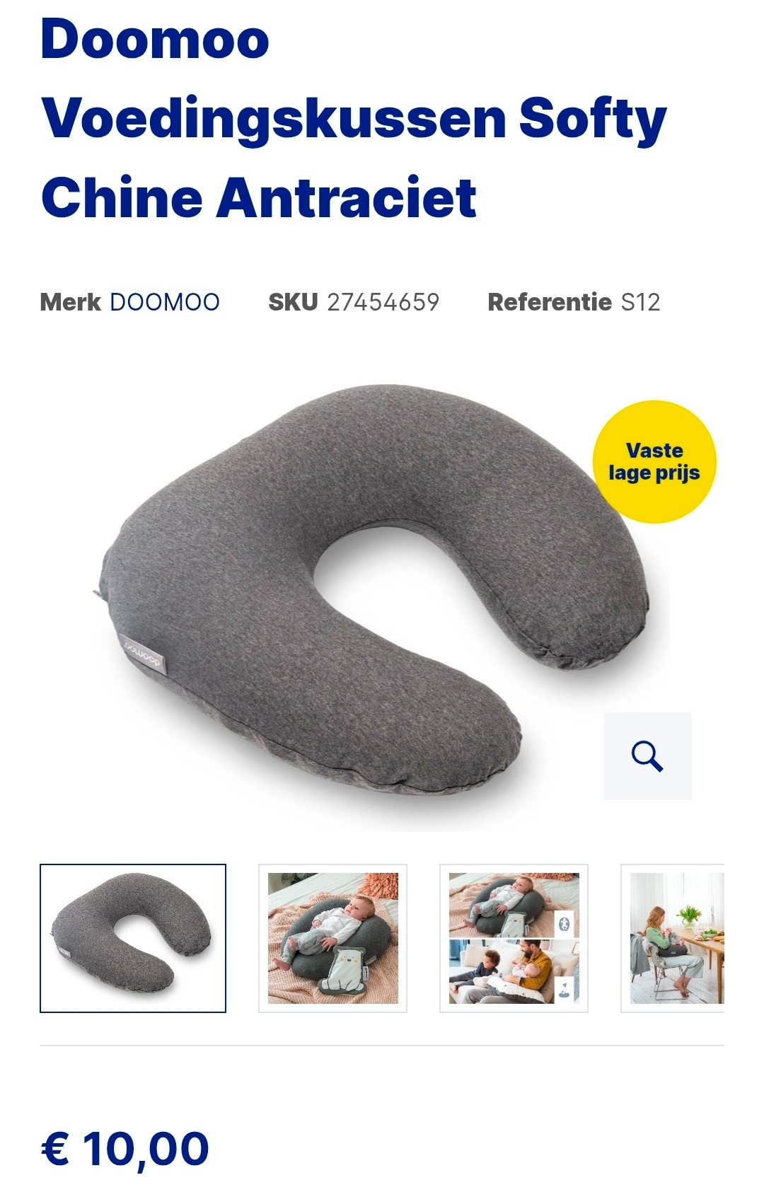 Doomoo Voedingskussen Softy Chine Antraciet