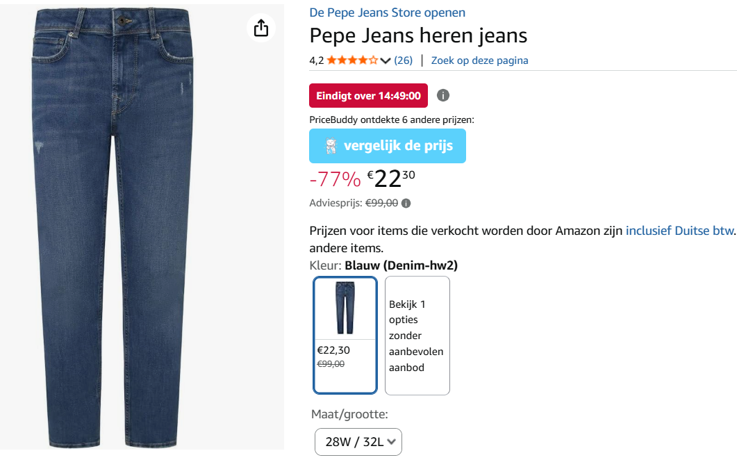Pepe Jeans heren jeans aan -77%