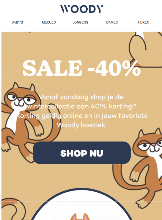 Woody sale nu -40% op de wintercollectie