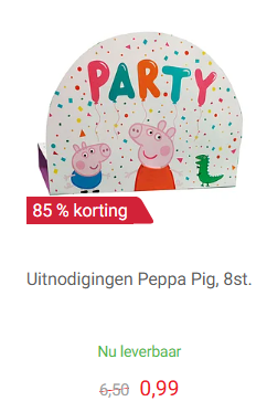 Peppa Pig uitnodigingen set 8 stuks