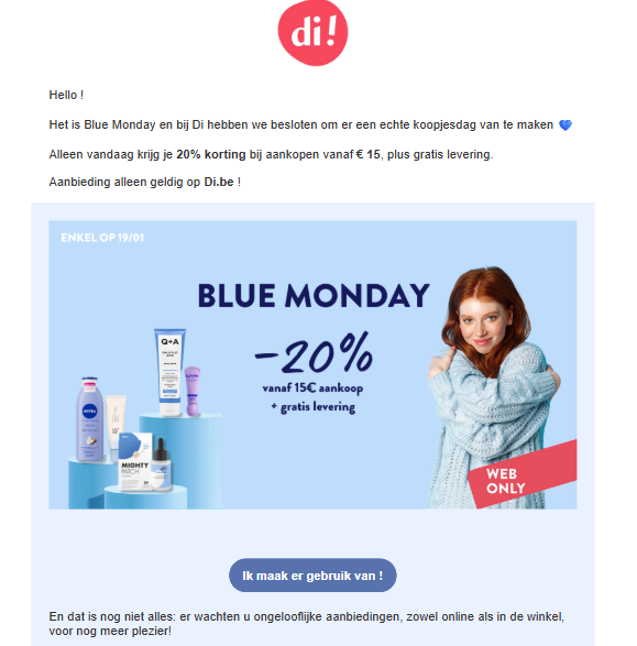 Di! 20% korting en gratis levering