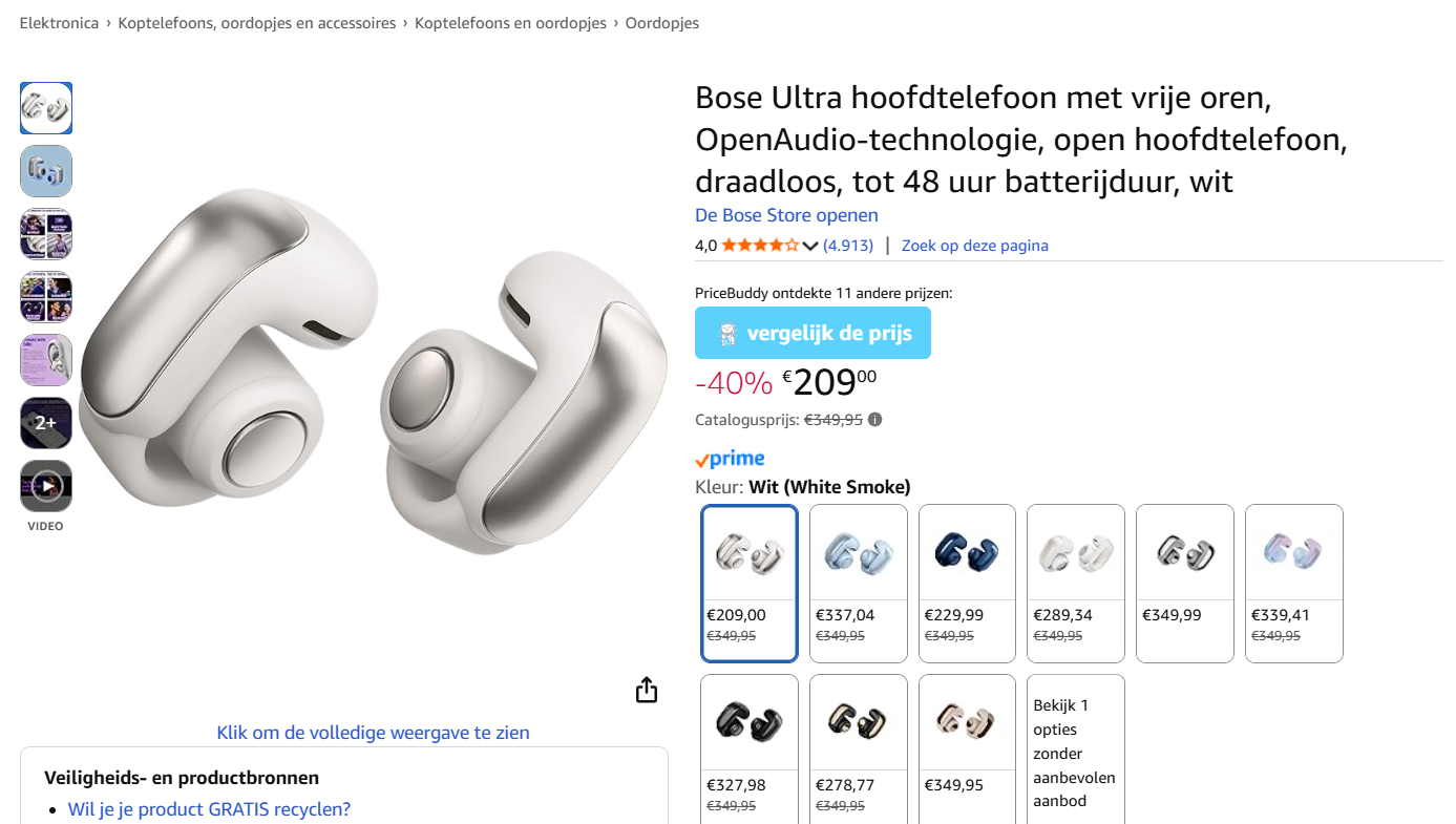 Bose Ultra Open Earbuds - wit
