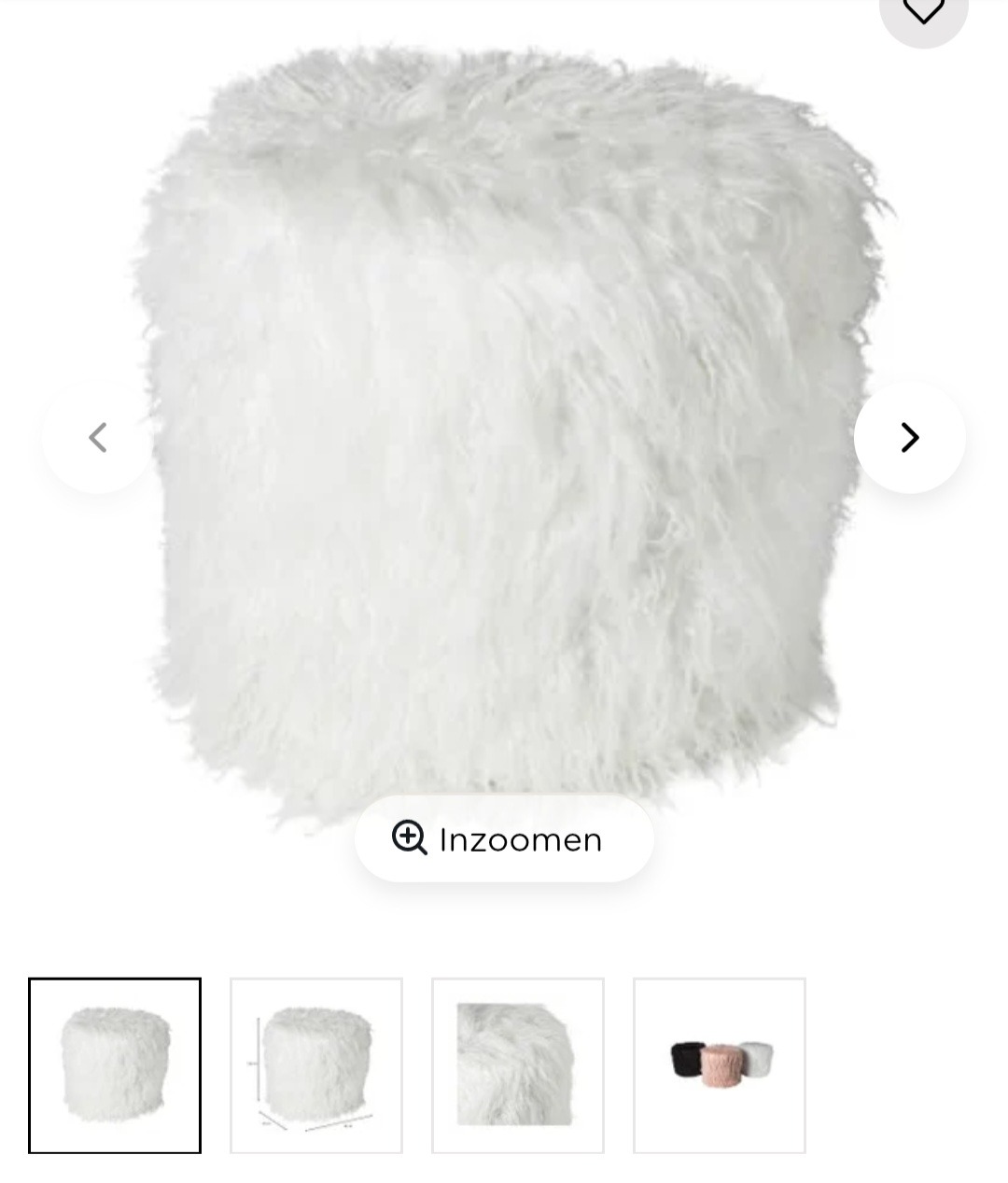 Poef fluffy wit -70%