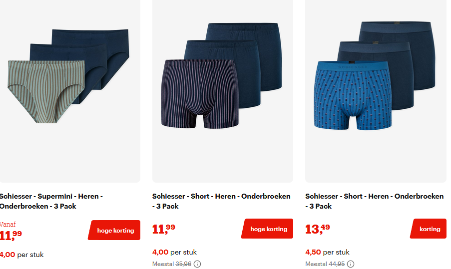 Schiesser herenslips & ondergoed vanaf 4 euro per stuk bij bol