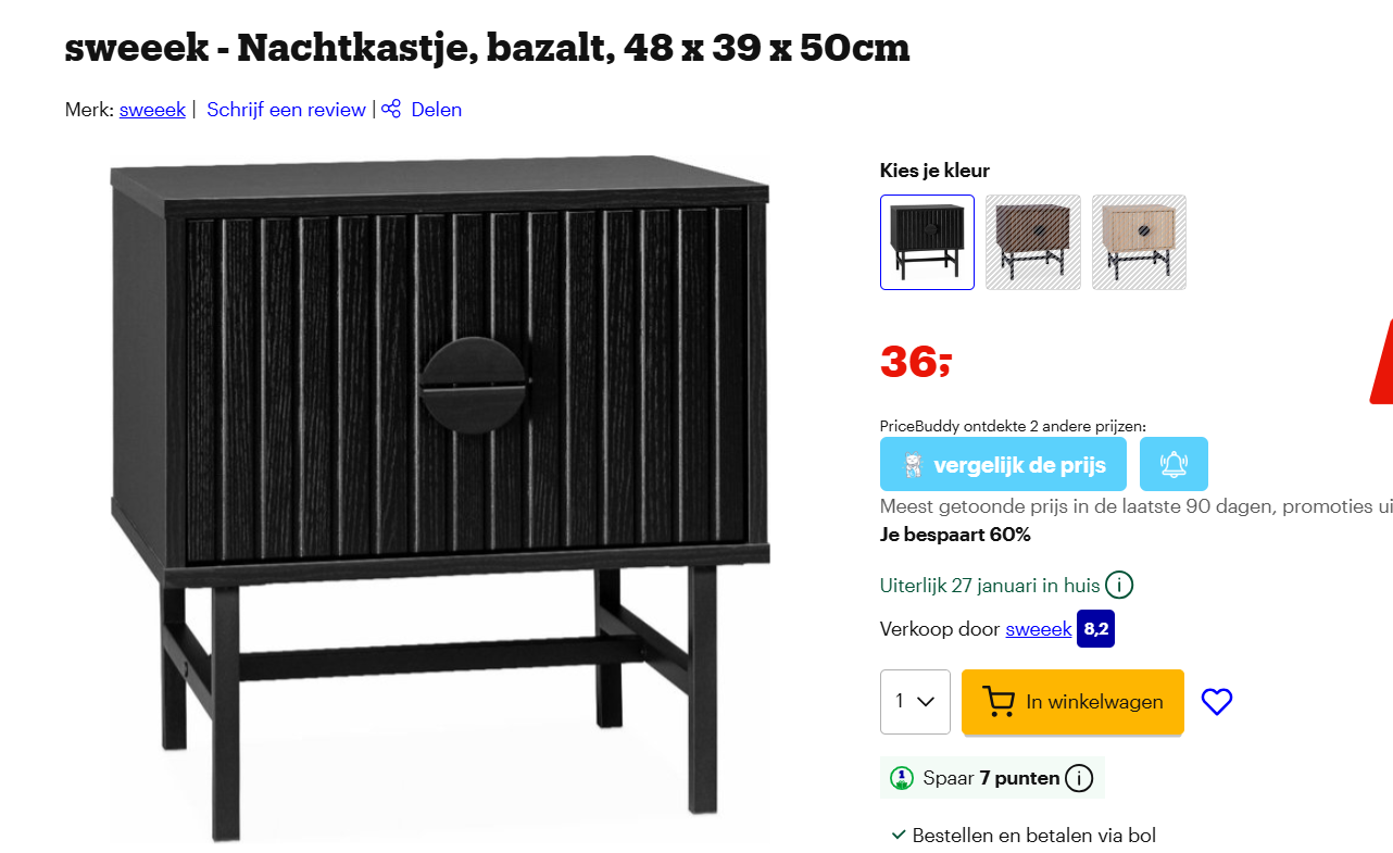 Koop nu: nachtkastje met 60% korting