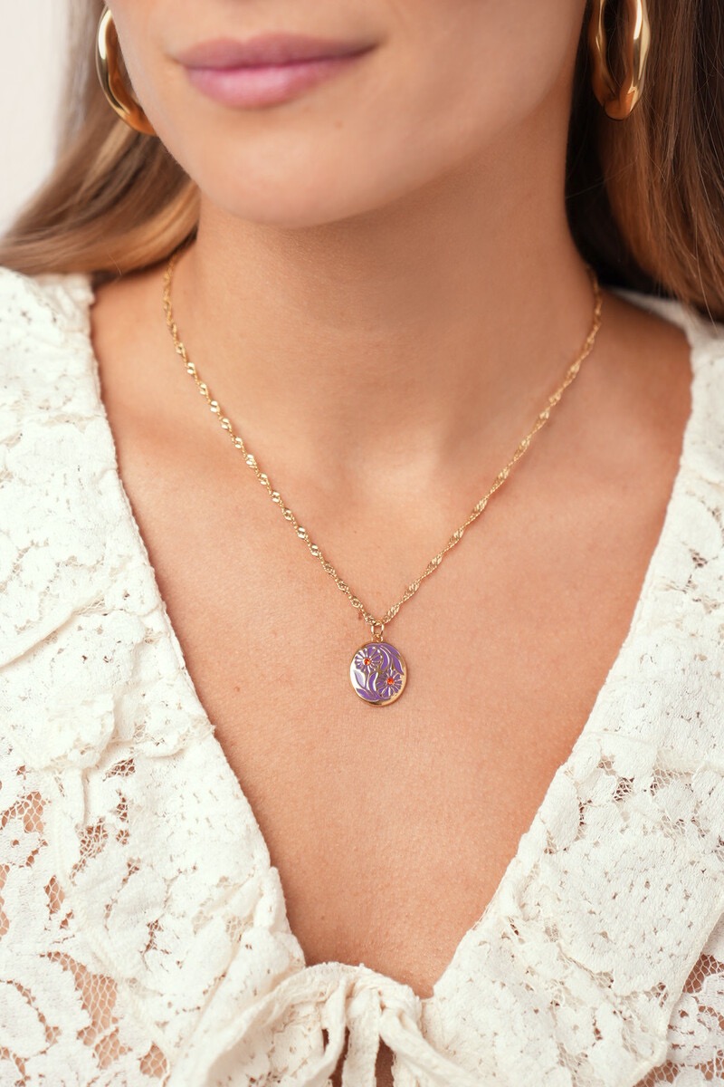 Nomads ketting met paarse bloemen -50%