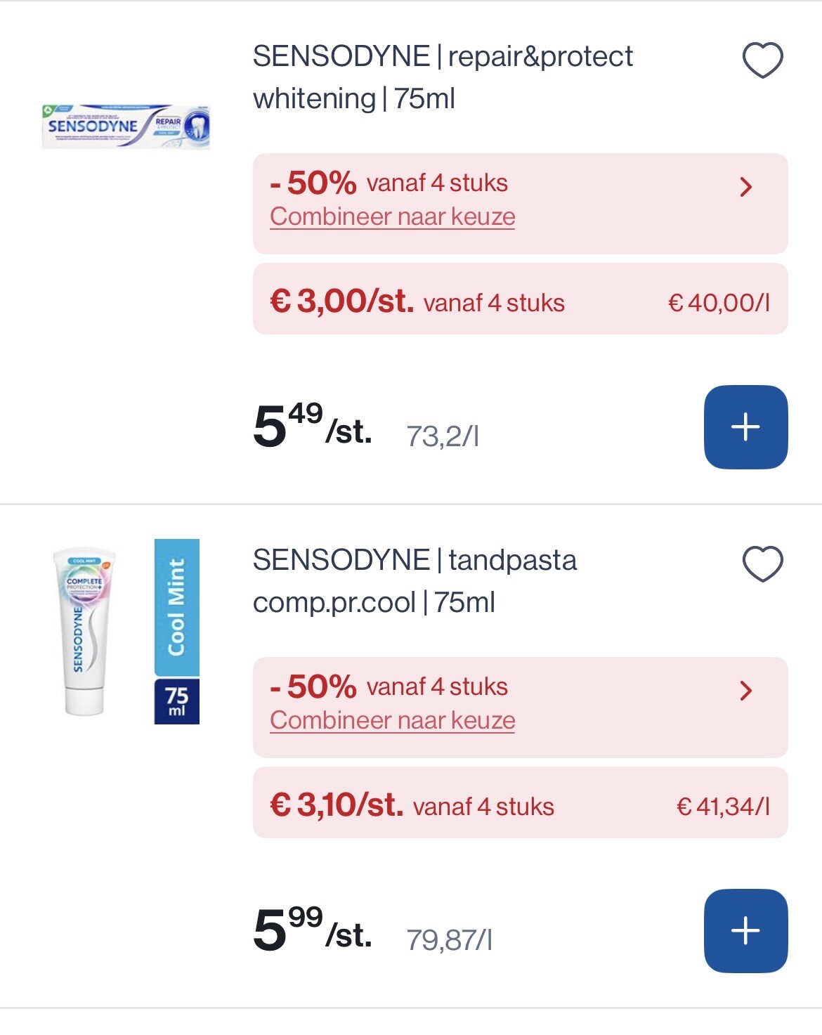 Sensodyne tandpasta goedkoper