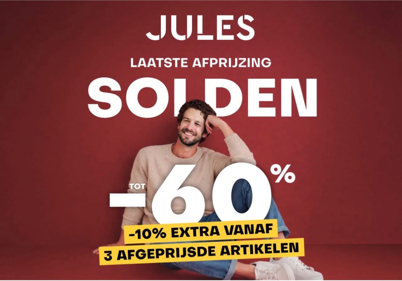 Jules -60% en -10% extra vanaf 3 stuks