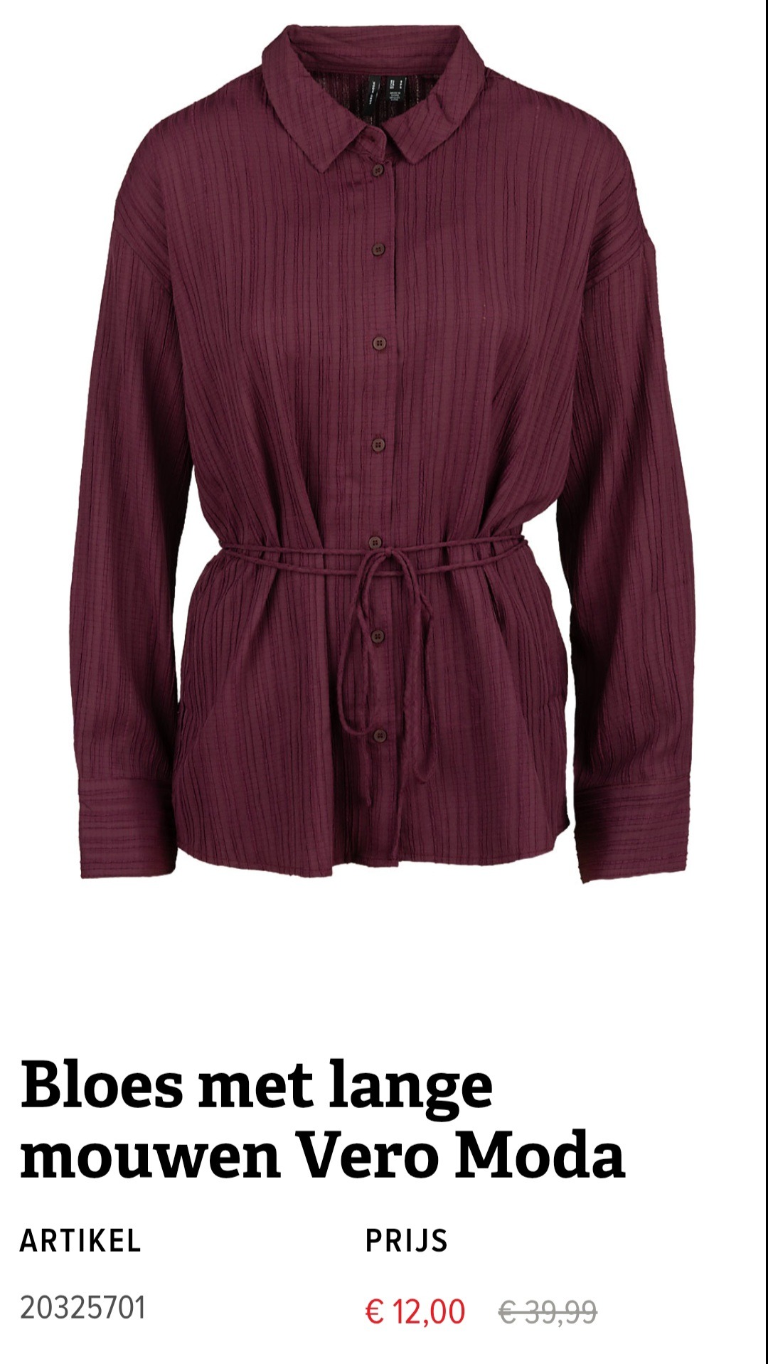 Bloes met lange mouwen Vero Moda -70%