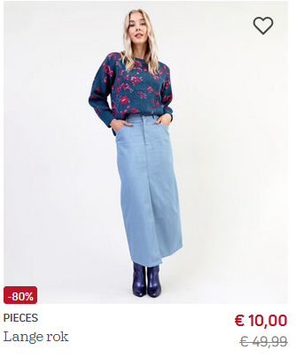 Pieces damesrok 10 euro