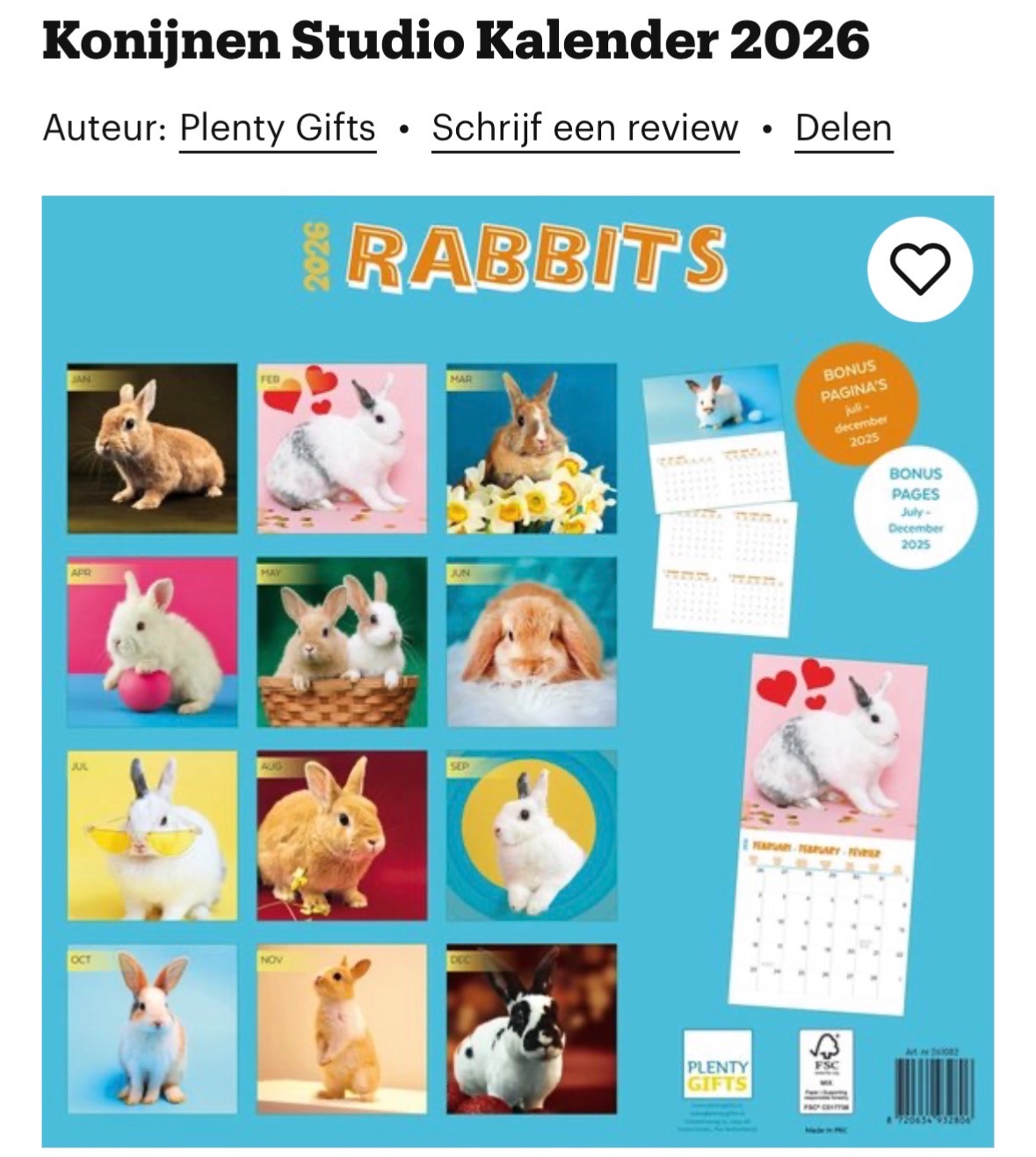 Konijnen Kalender 2026