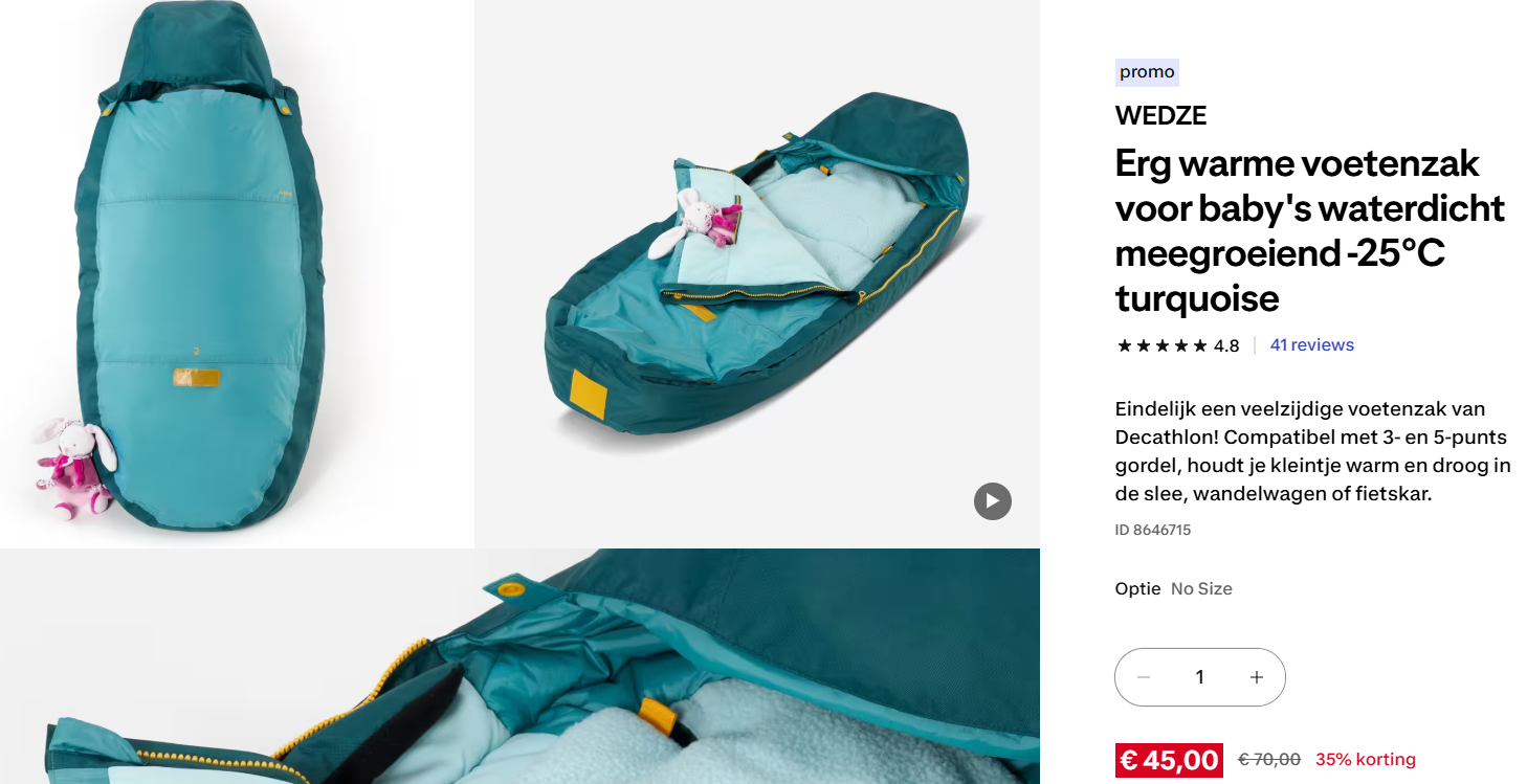 Warme voetenzak voor baby's, meegroeiend -35% bij Decathlon