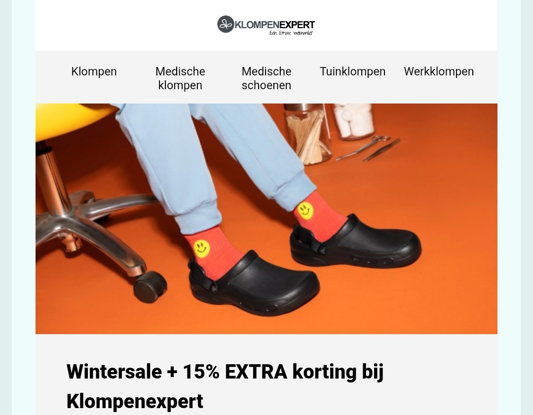 15% extra korting bij klompenexpert