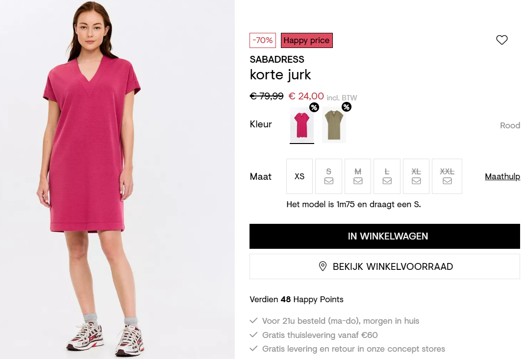 Korte jurk CKS, maat XS aan -70%