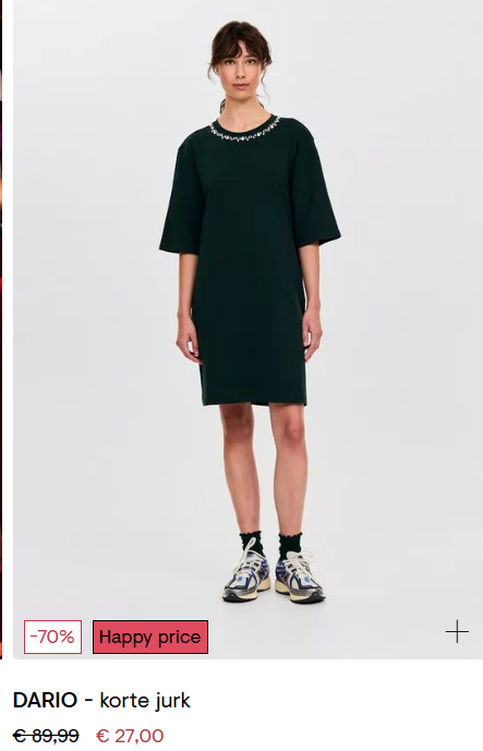 Korte jurk aan -70% of t-shirt aan -50% bij CKS