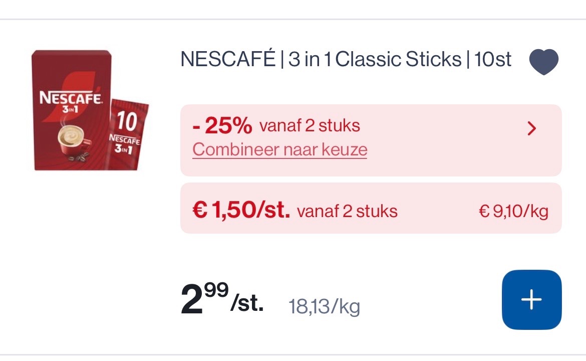 Nescafé sticks oploskoffie met dubbele korting