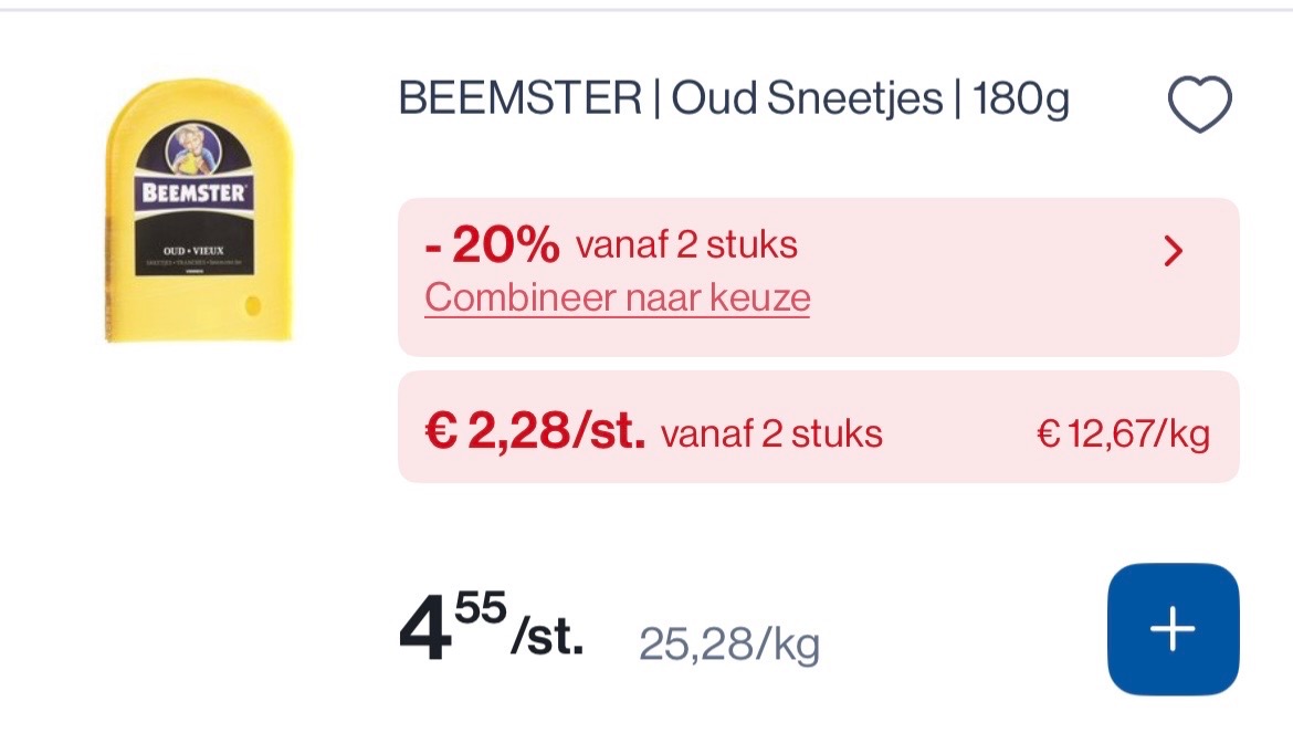 Beemster oud in sneetjes goedkoper met 20% korting bovenop