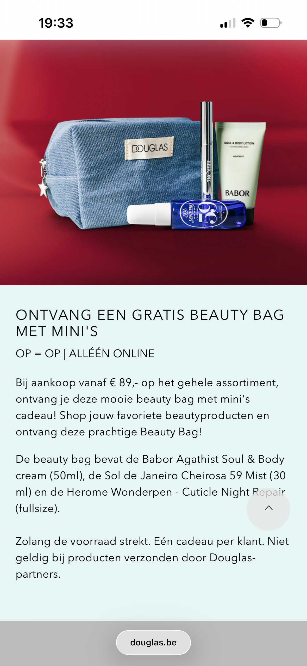 EEN GRATIS BEAUTY BAG MET MINI'S