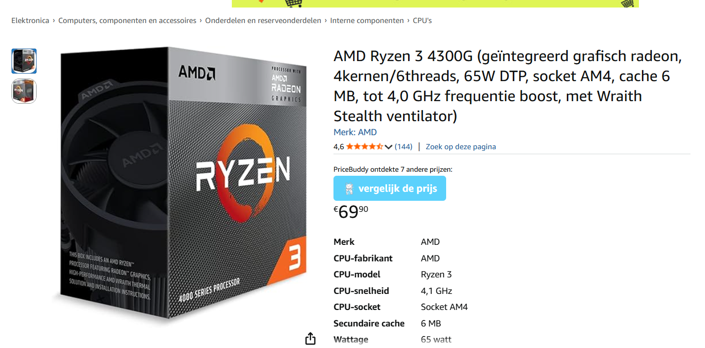 AMD Ryzen 3 4300G - CPU aan mooie korting