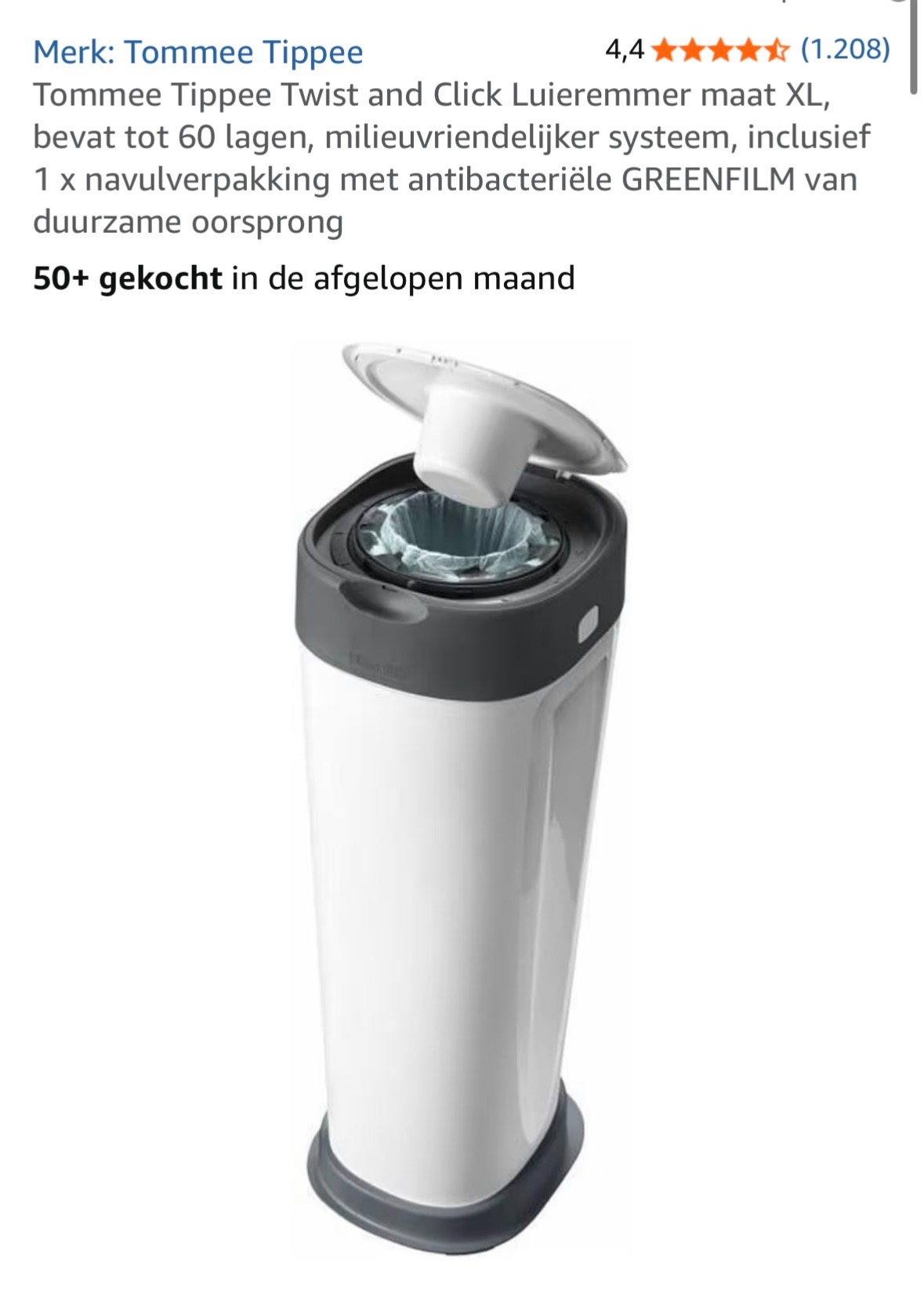 Tommee Tippee Twist and Click Luieremmer maat XL