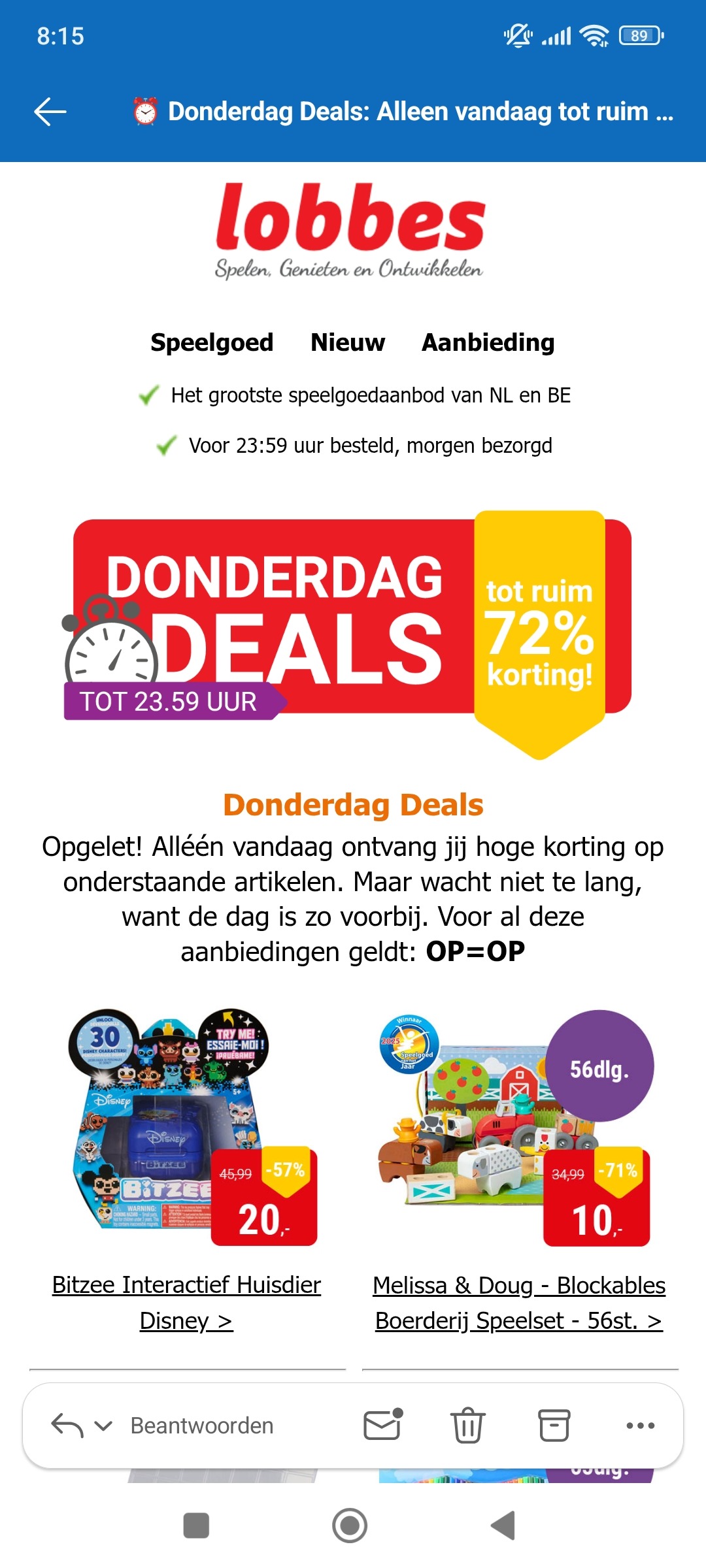 Donderdag deal bij lobbes: tot -72%