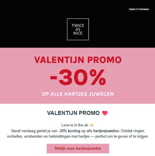 Twice as Nice: 30% korting op alle hartjesjuwelen