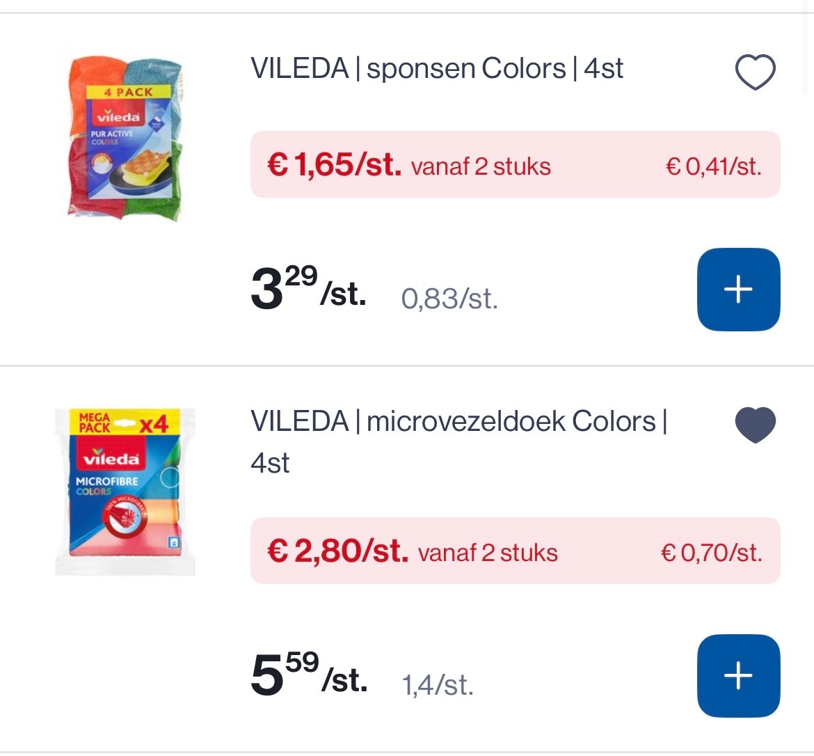Vileda producten -50% (1+1 gratis ) bij Collect en go