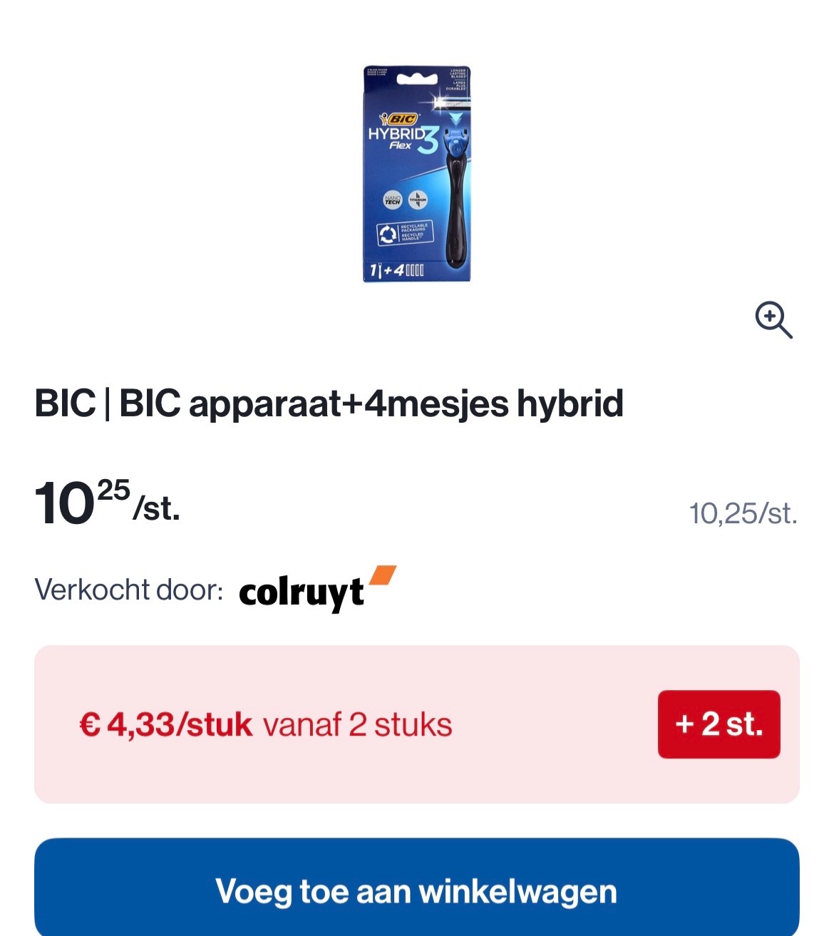 Bic apparaat + 4 mesjes hybrid voor slechts 4,33€