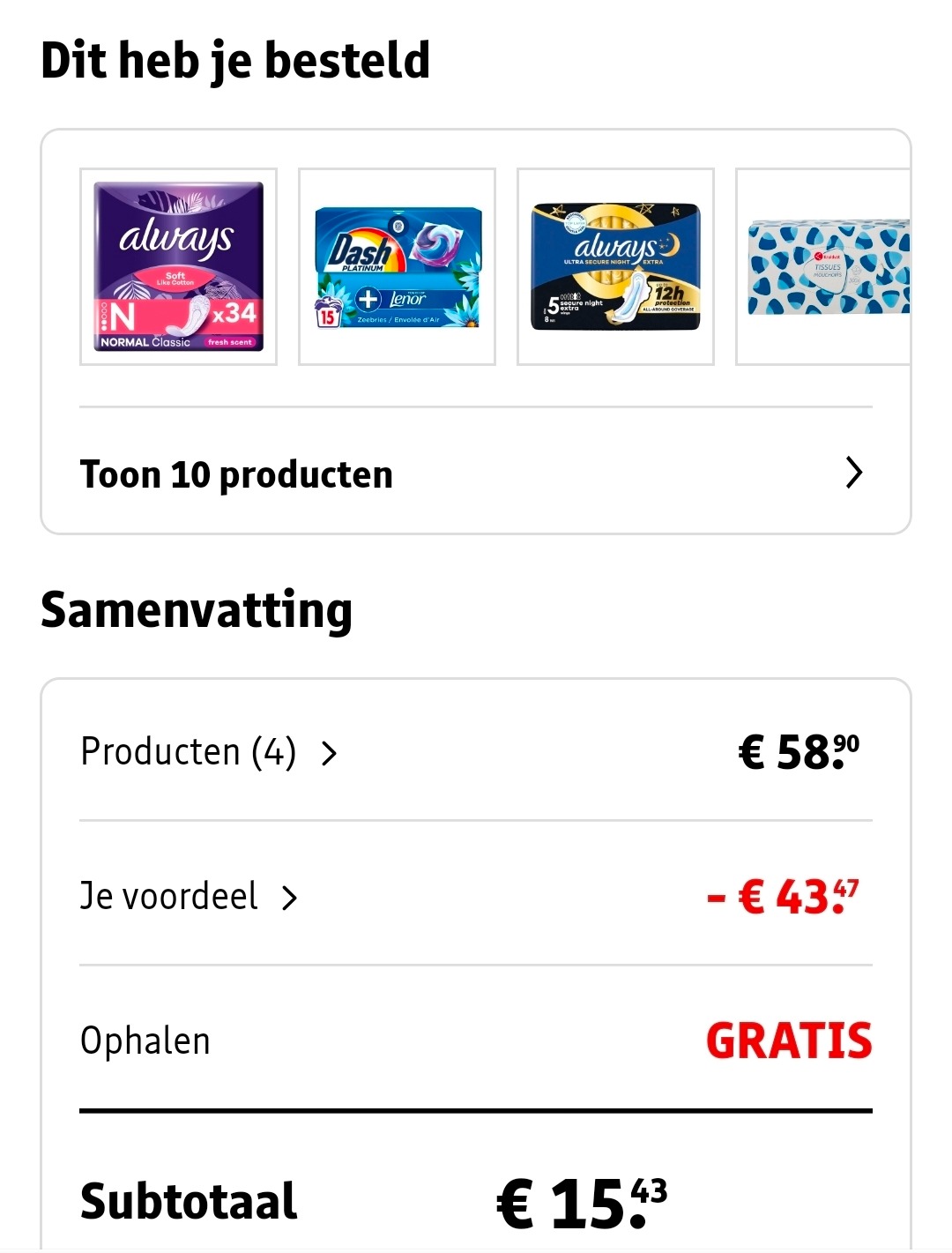 Gratis Dash Platinum Pods bij Always