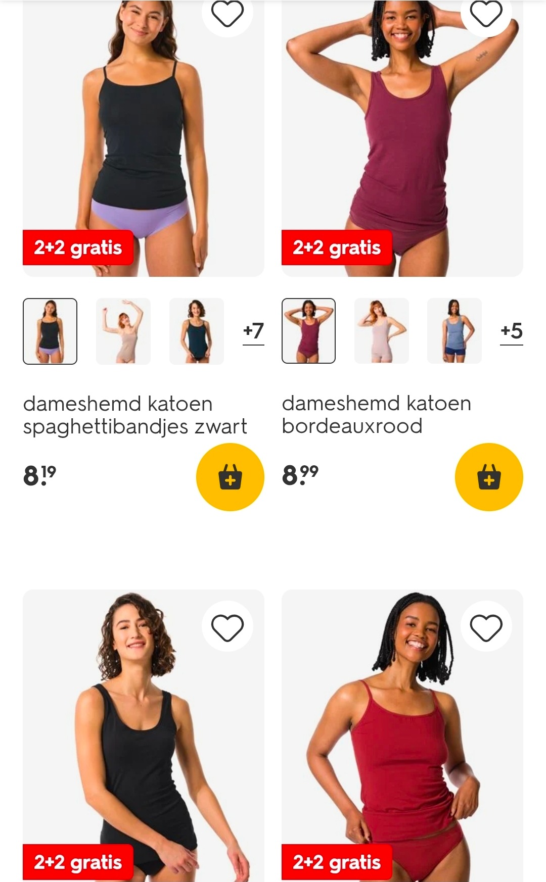 Dameshemden 2+2 gratis