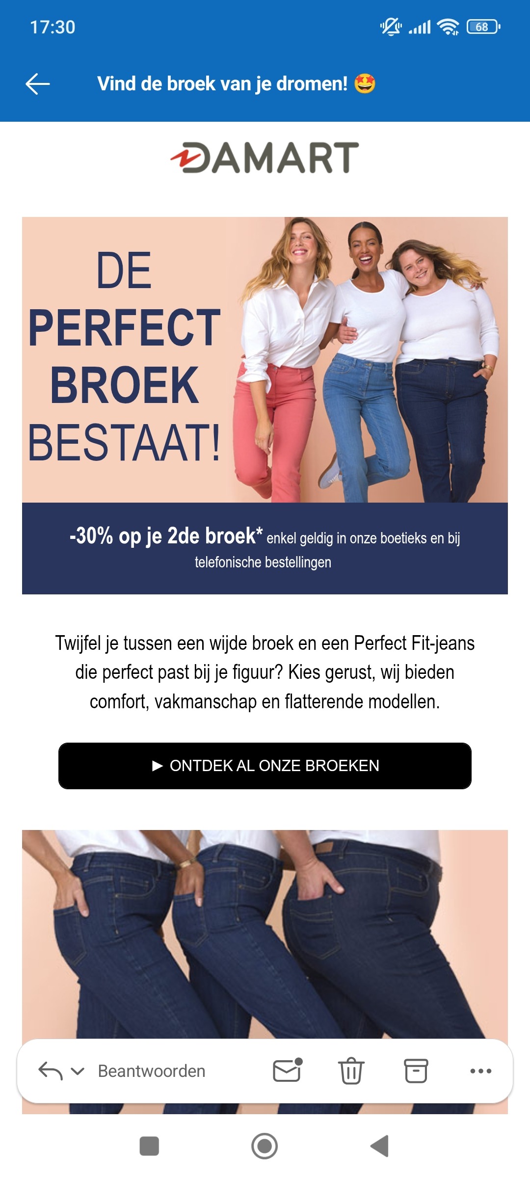 -30% op de 2e broek bij damart