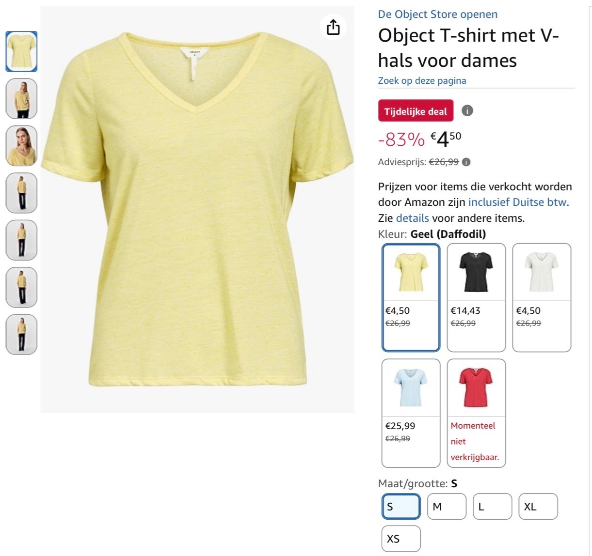 Object T-shirt met V-hals voor dames maat S -83%