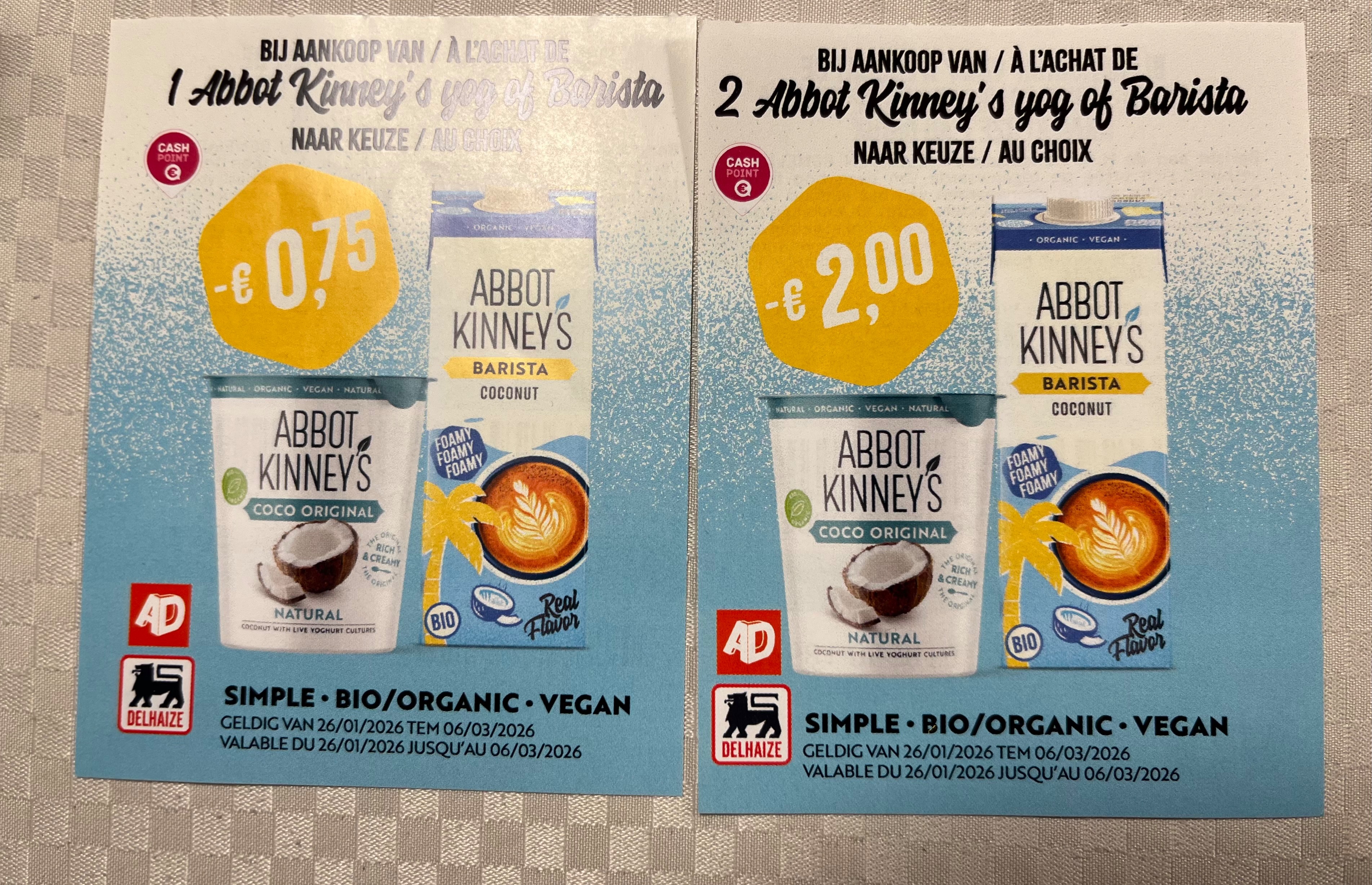 Coupons abbot kinney’s aan rek bij Delhaize
