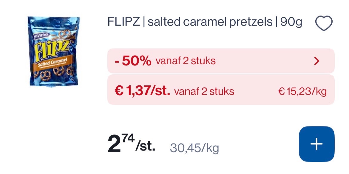 Flipz salted caramel pretzels 90 gram -50% extra