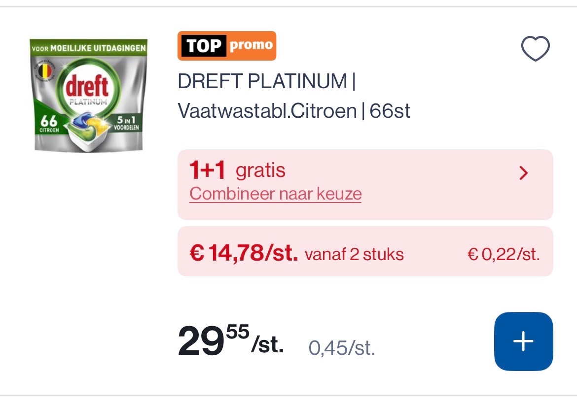 Dreft vaatwastabletten in promo bij Collect en go